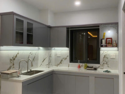 Tủ Bếp Nhựa Ecoplast Màu Xám Khói TBS8L